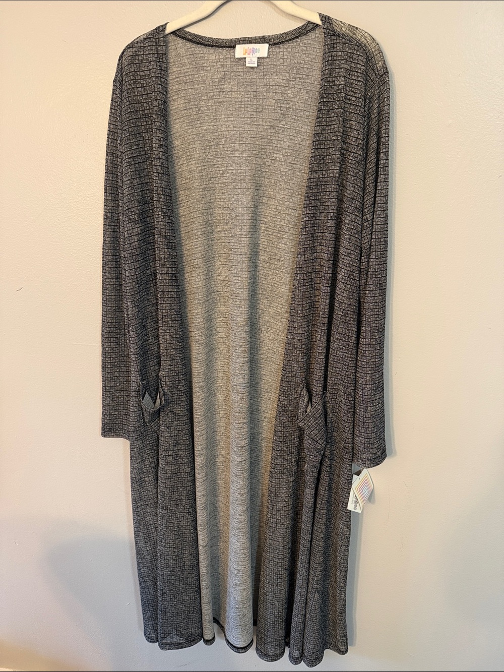 Sara Heathered Black Open-Front Cardigan